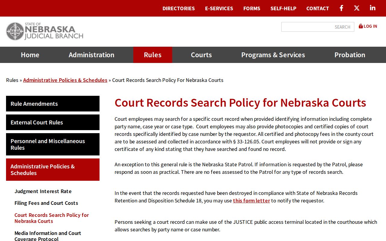 Chase County court record search policy for courthouse case access