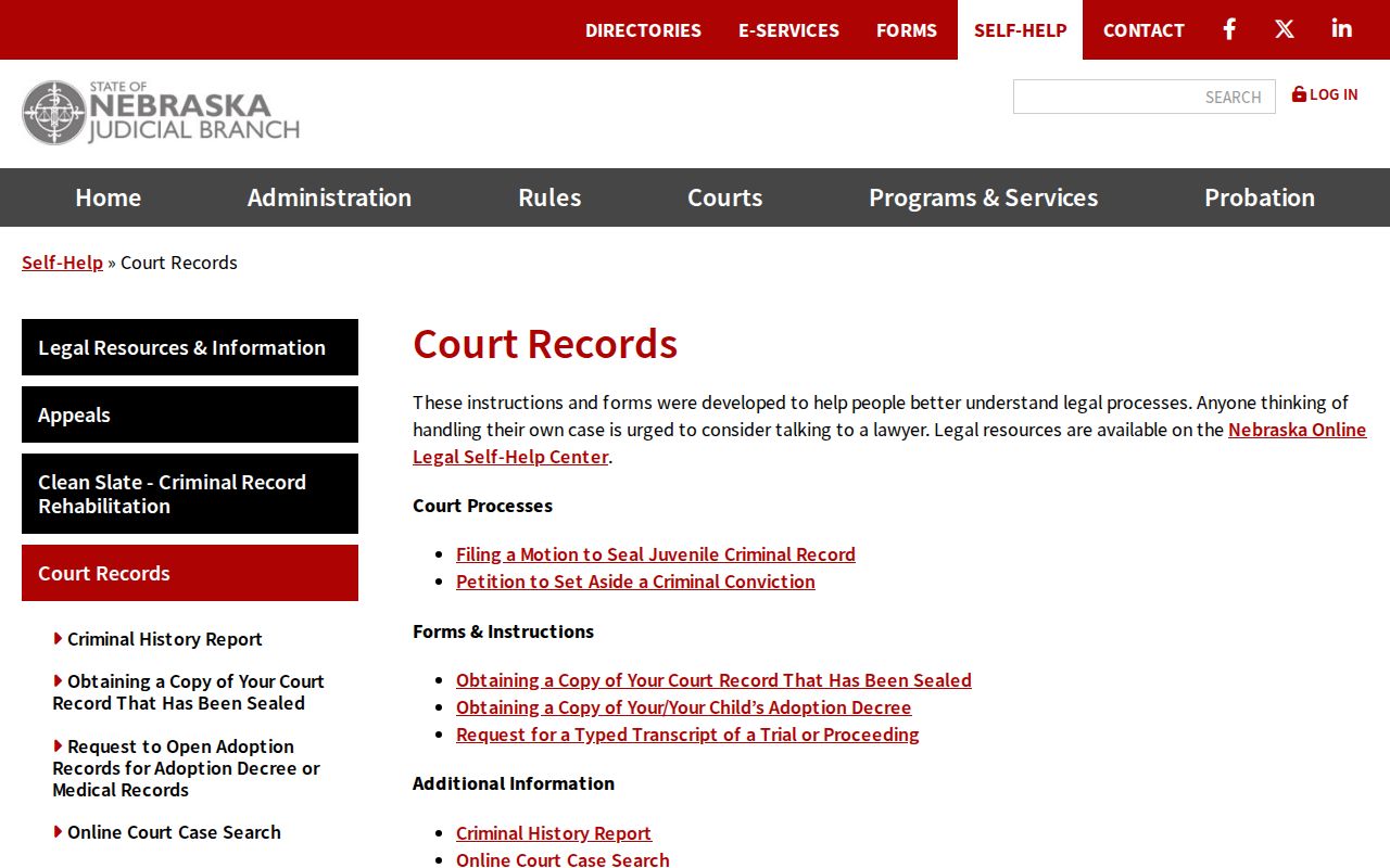 Chase County court case access and Nebraska court records guidance