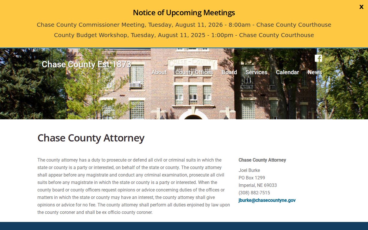 Chase County criminal history county attorney records page